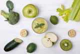 Green colored fruits and vegetables