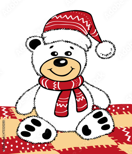 Teddy bear in a Christmas hat