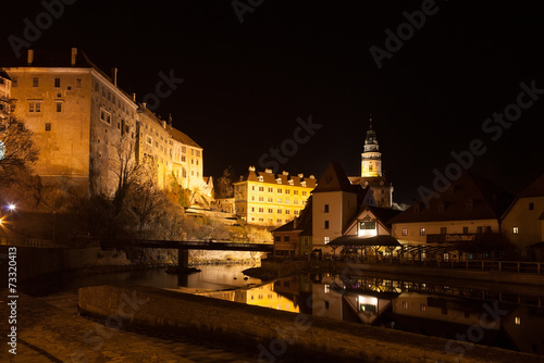 Castle of Cesky Krumlov at night, Czech Republic