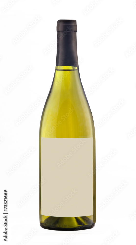 White wine bottle isolated with blank label. White wine bottle isolated with blank label.