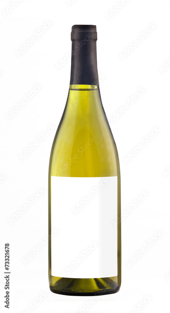 White wine bottle isolated with blank label. White wine bottle isolated with blank label.