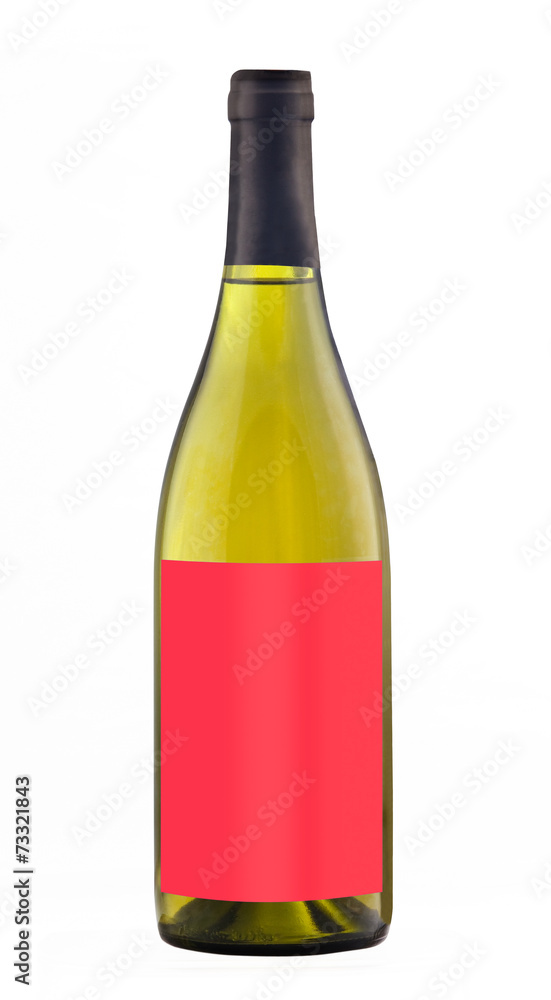 White wine bottle isolated with blank label. White wine bottle isolated with blank label.