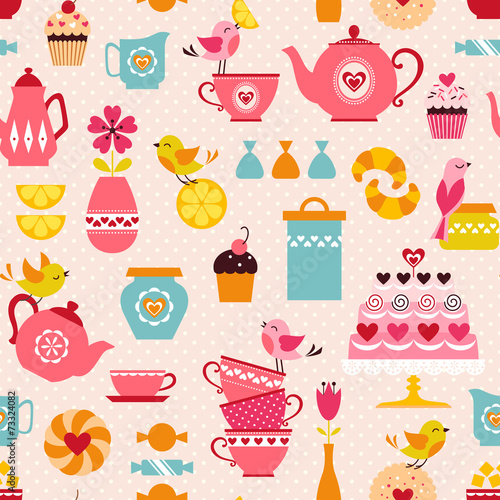 Tea with love pattern