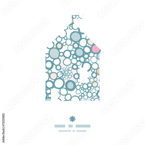 Vector colorful bubbles house silhouette pattern frame