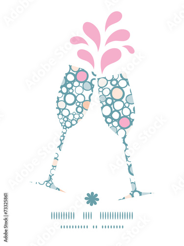 Vector colorful bubbles toasting wine glasses silhouettes