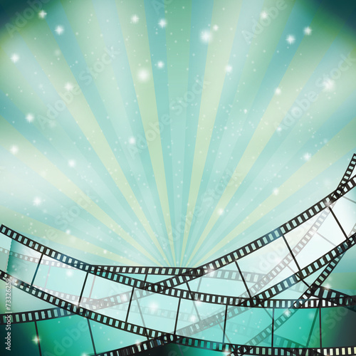 background with retro filmstrip and stars