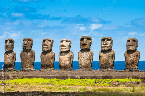 Moais in Ahu Tongariki, Easter island (Chile) photo