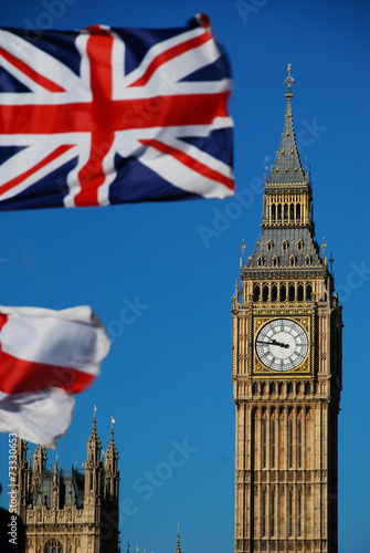 Londra bandiera e Big Ben