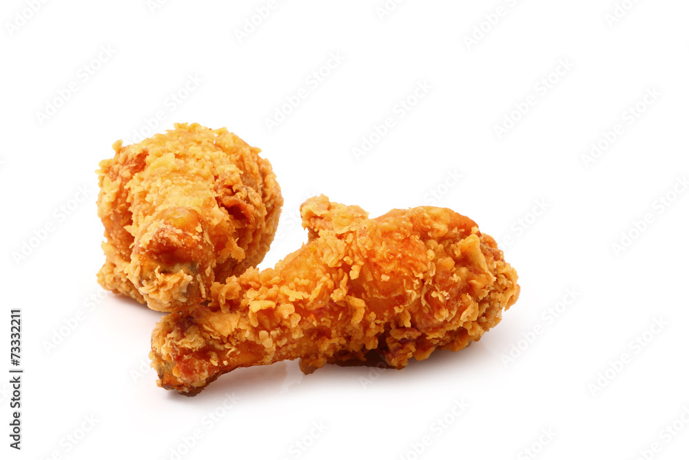 Fried chicken on white. Fried chicken on white.