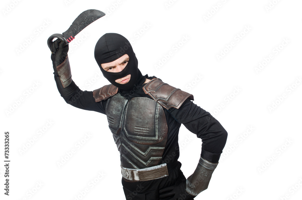Ninja with knife isolated on white Ninja with knife isolated on white