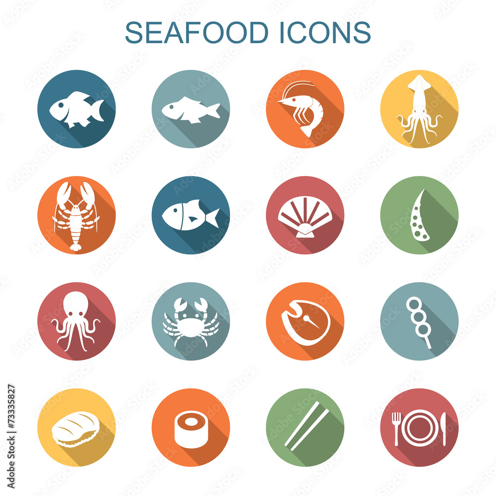 seafood long shadow icons seafood long shadow icons