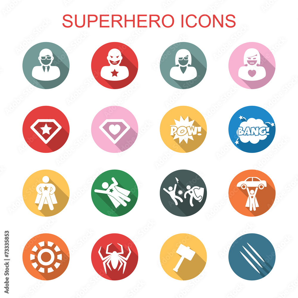 superhero long shadow icons superhero long shadow icons