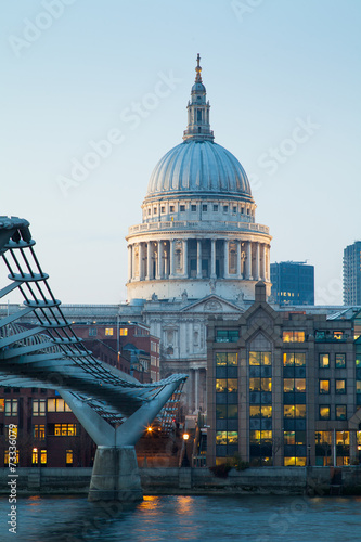Millennium bridge and St. Paul's cathedral, London England, UK