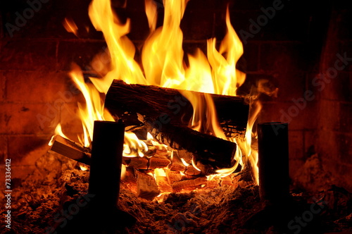 Closeup of indoor fireplace
