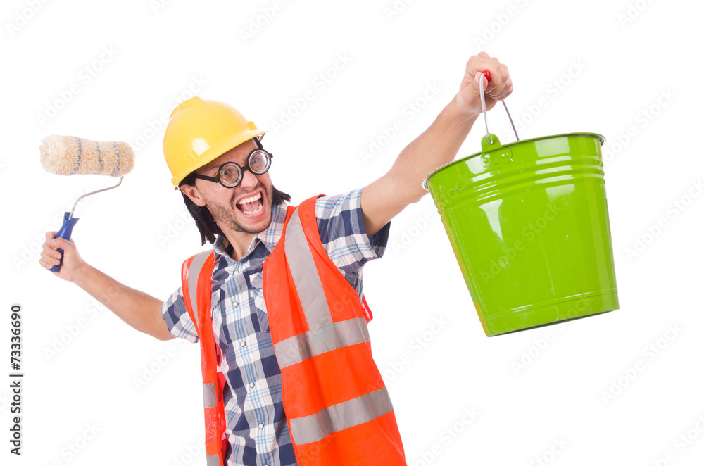Funny painter isolated on white Funny painter isolated on white