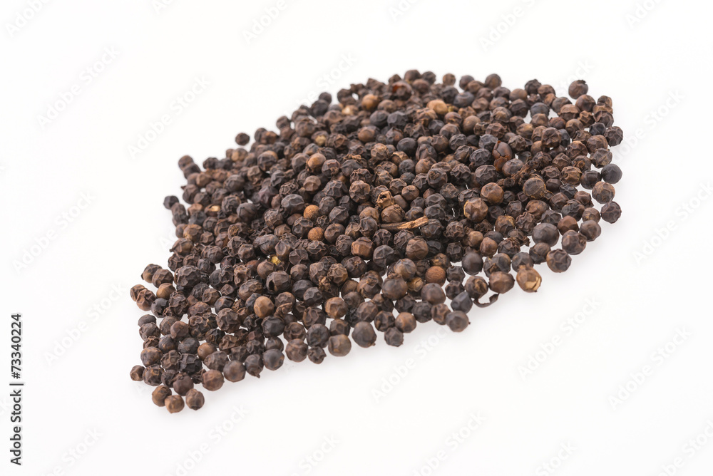Black pepper isolated on white background