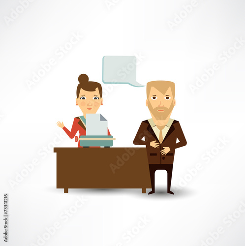 typewriter prints the document on the dictation boss