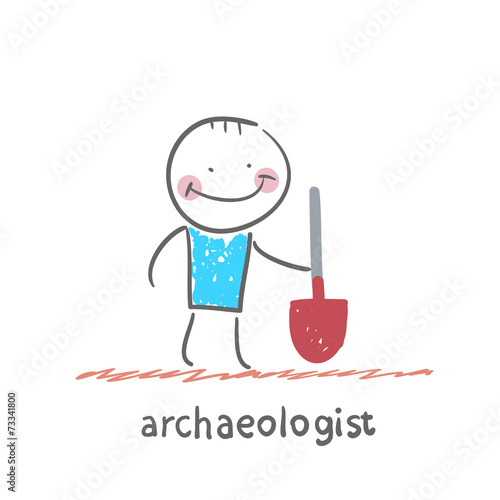 archaeologist holding a shovel