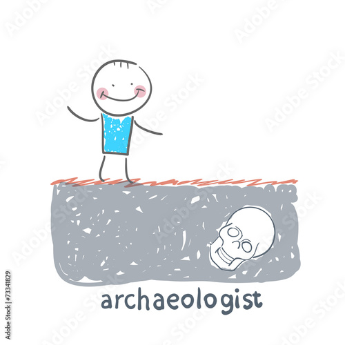 archaeologist stands on the site where the skull buried