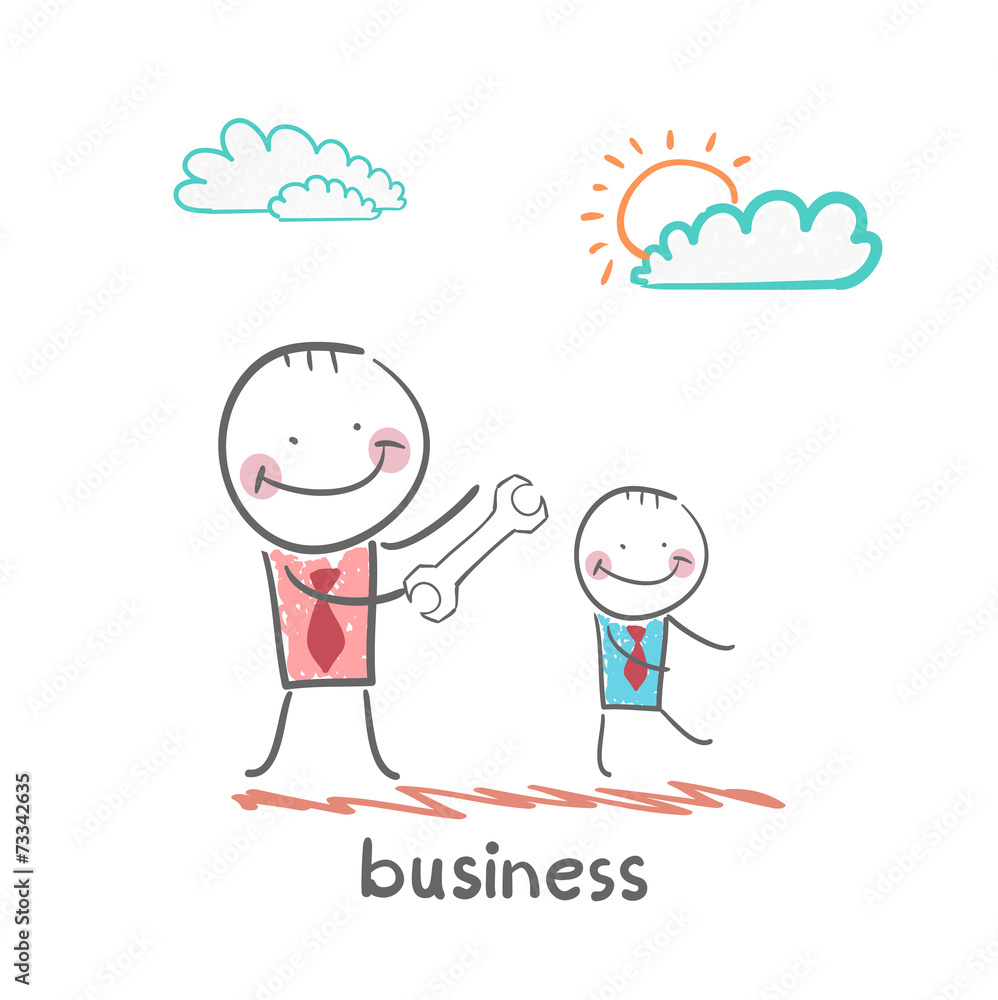 businessman showing a wrench slave businessman showing a wrench slave