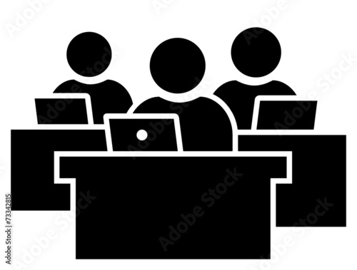 Office workers at workplace icon