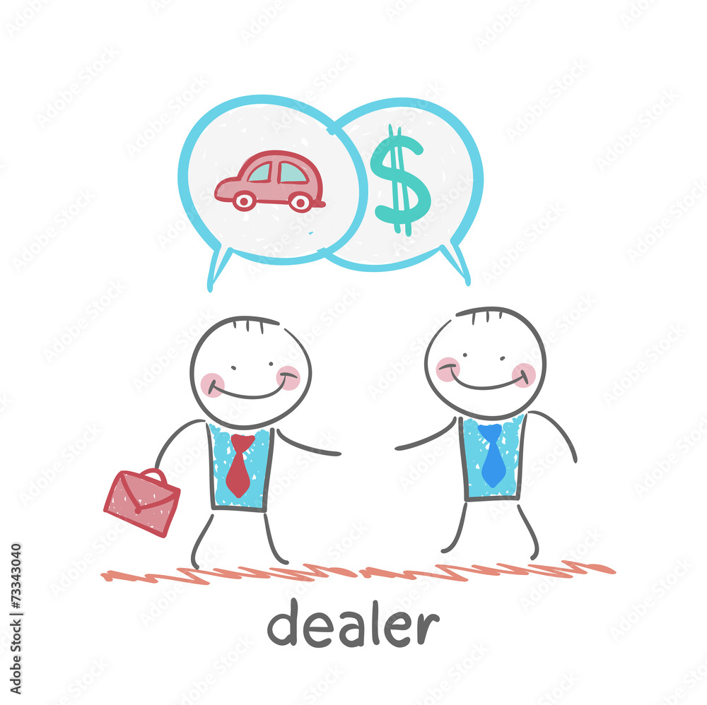 dealer thinks about currencies, house, car, money