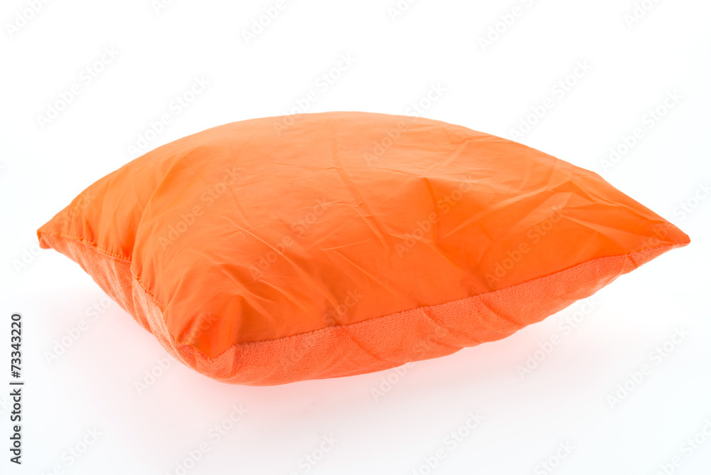 Orange pillow isolated on white background