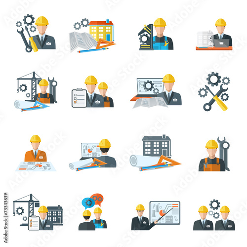 Engineer icon flat
