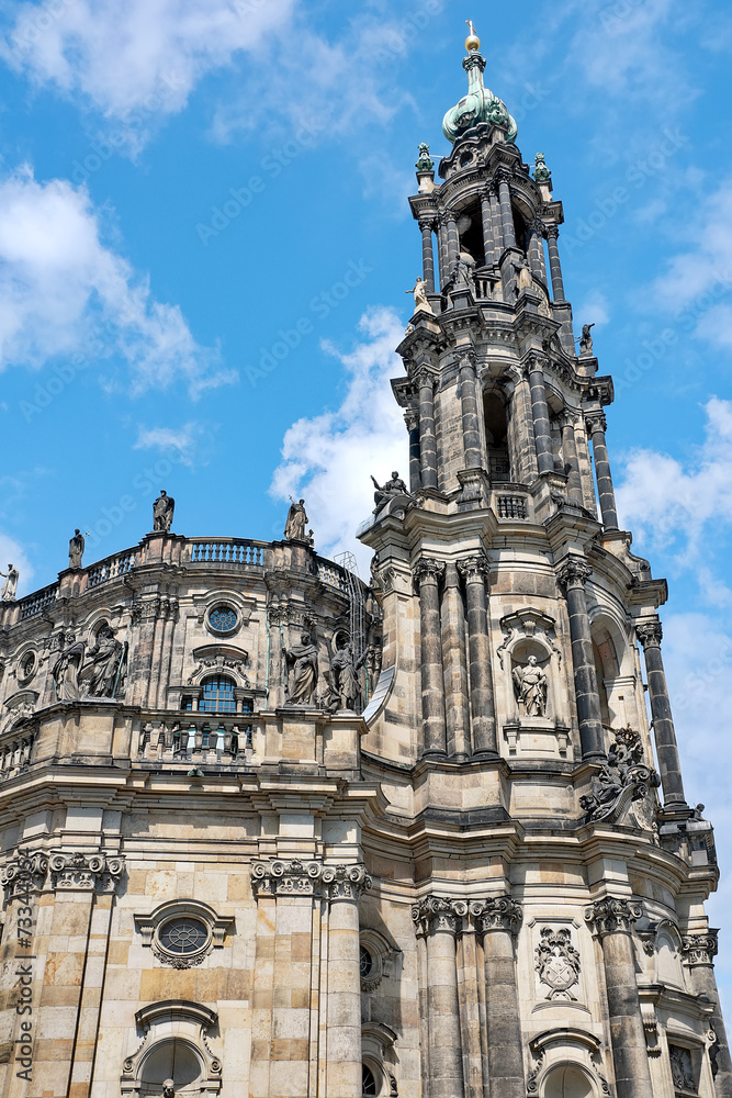 Fototapeta premium Cathedral in Dresden on a blue sky background. Germany.
