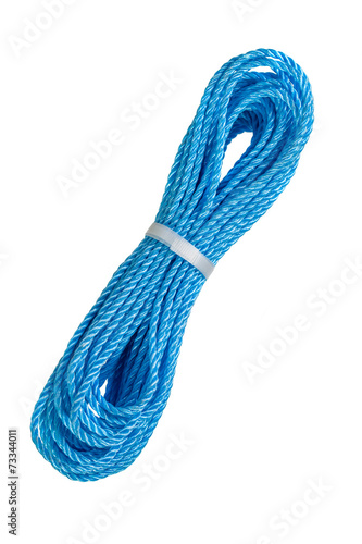 Blue nylon rope over white