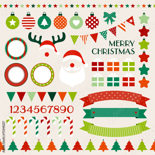 Christmas Icon Set Red/Green/Orange/Beige