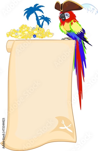 Pirate parrot and scroll