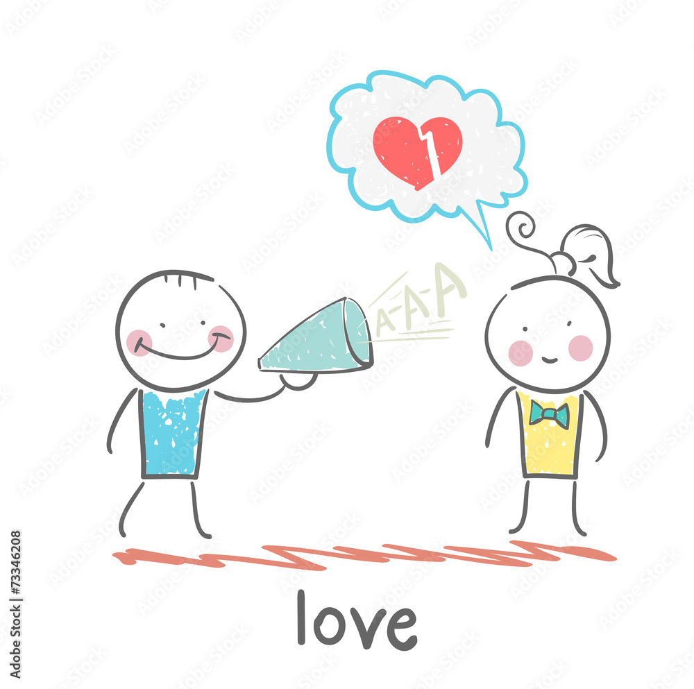 man yelling into a megaphone on a Woman man yelling into a megaphone on a Woman