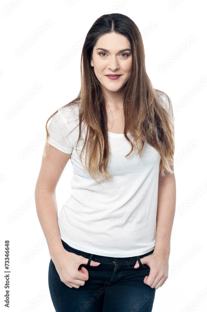 Relaxed woman smiling and posing Relaxed woman smiling and posing