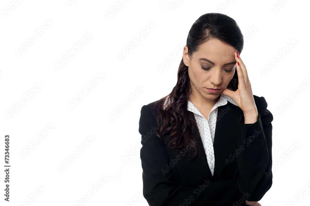 Young businesswoman looking depressed Young businesswoman looking depressed