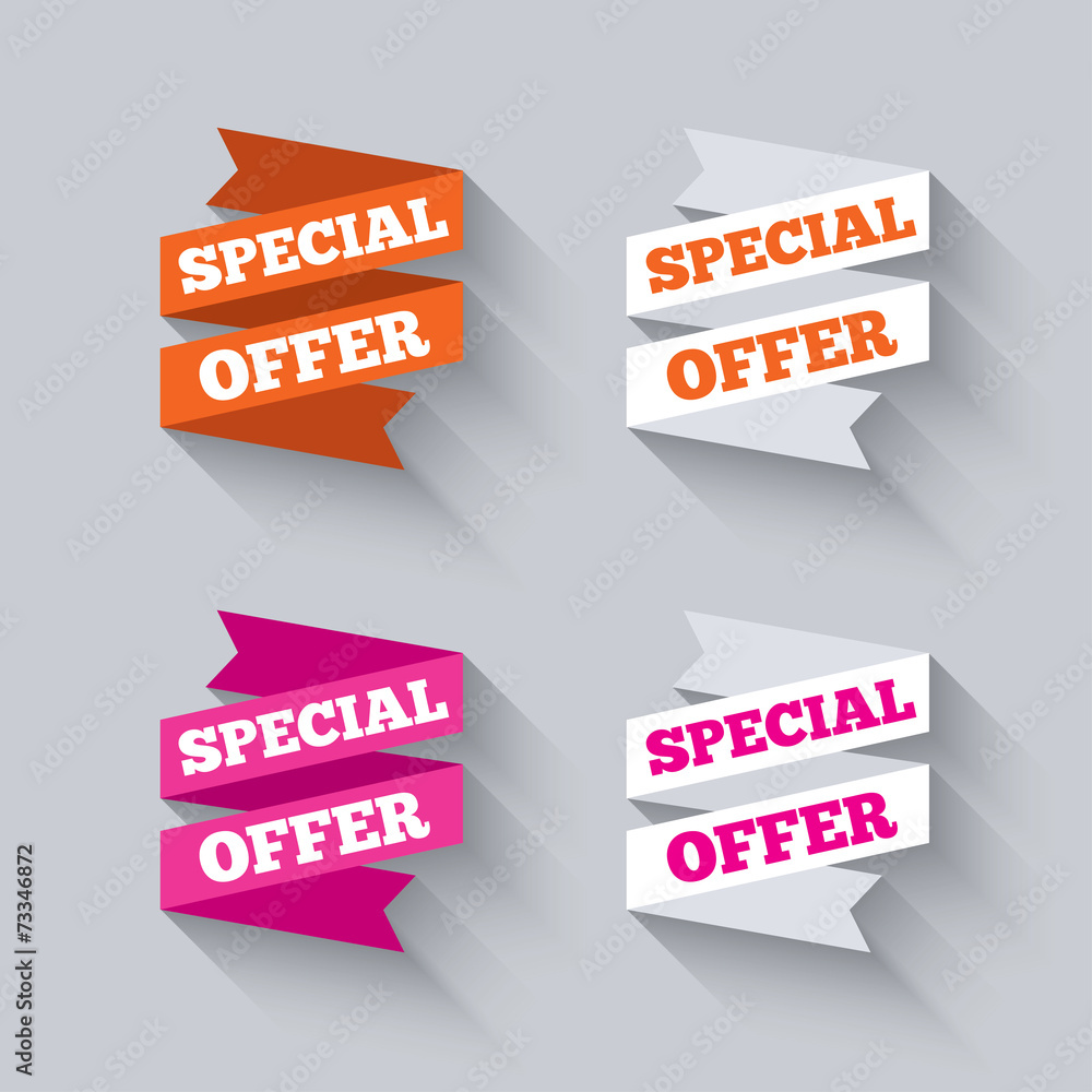 Paper banners or ribbons. Special offer. Paper banners or ribbons. Special offer.
