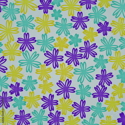 Abstract colored flowers on a gray background
