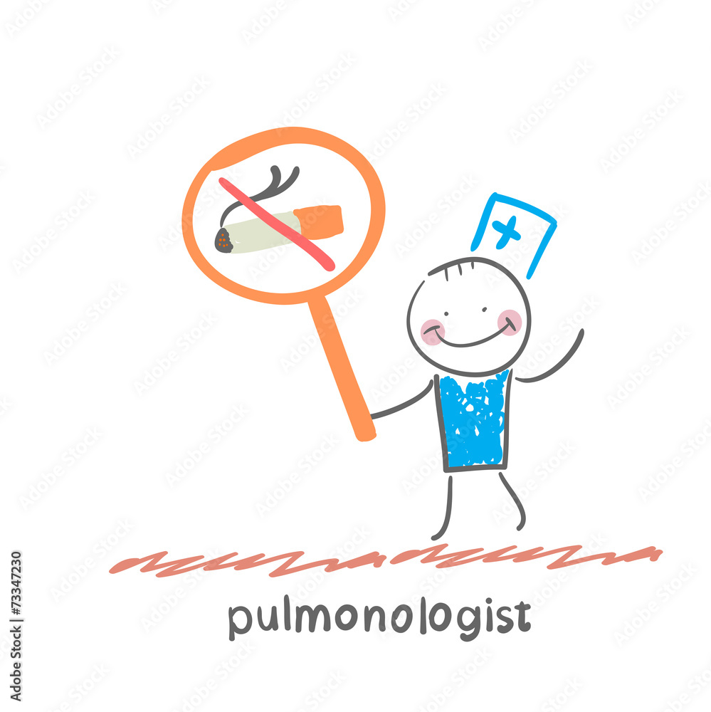 pulmonologist holding posters with a picture of a cigarette pulmonologist holding posters with a picture of a cigarette