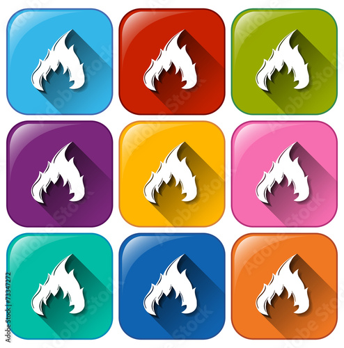 Buttons with flames