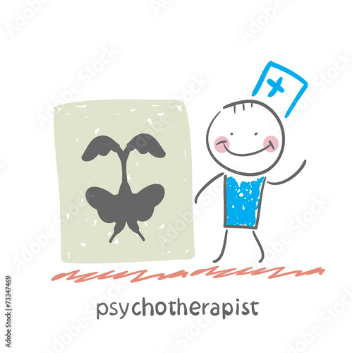 psychotherapist  shows a picture test