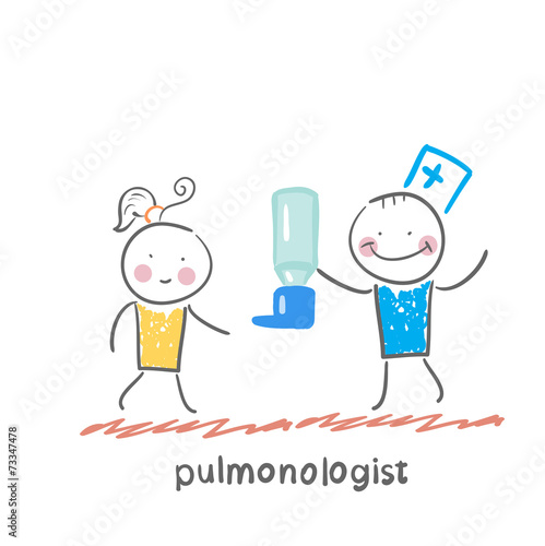 pulmonologist gives spray for asthma patients