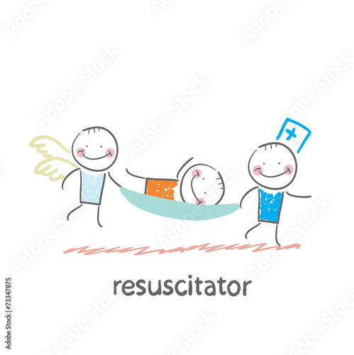 resuscitator carry on a stretcher patient