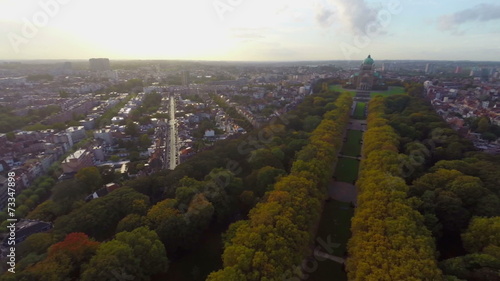 Brussels city park National Basilica, street city view aerial photo