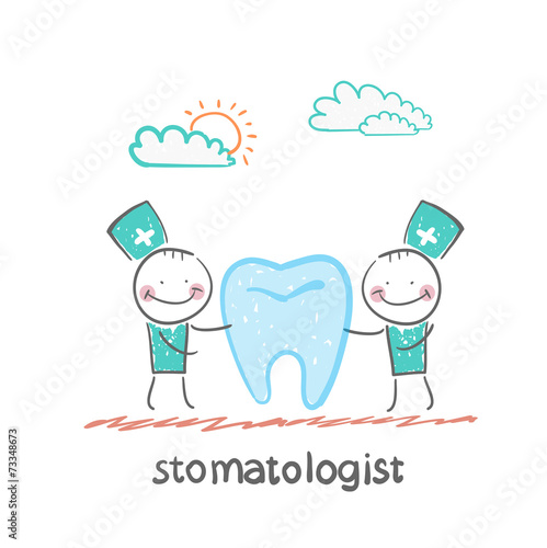 stomatologist examining patient tooth