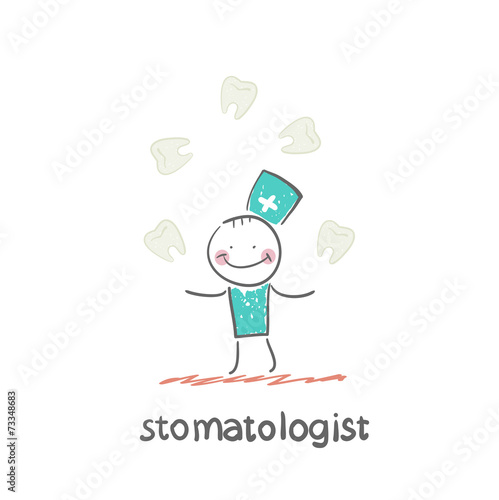 stomatologist juggles  teeth