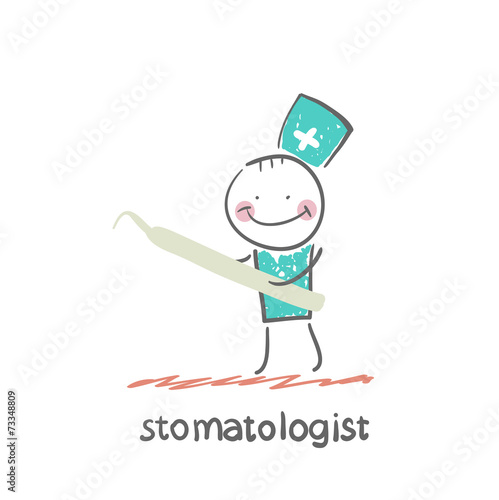 stomatologist with a tool for the treatment of tooth
