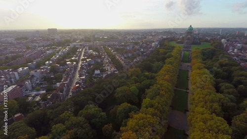 Aerial Brussels shot city park National Basilica of Sacred Heart photo