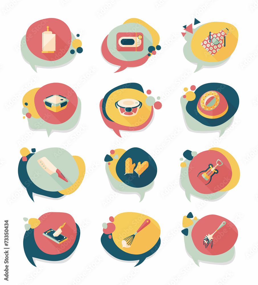 Kitchenware badge flat banner design background set, eps10 Kitchenware badge flat banner design background set, eps10