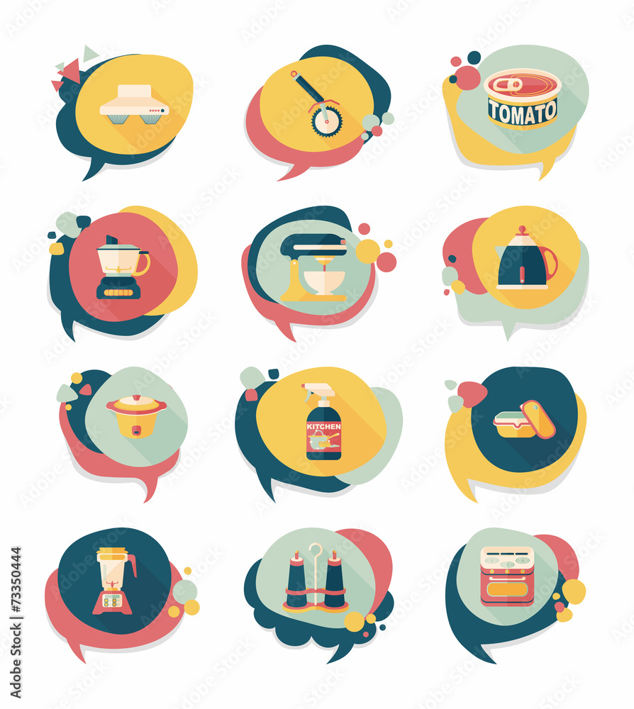 Kitchenware badge flat banner design background set, eps10 Kitchenware badge flat banner design background set, eps10