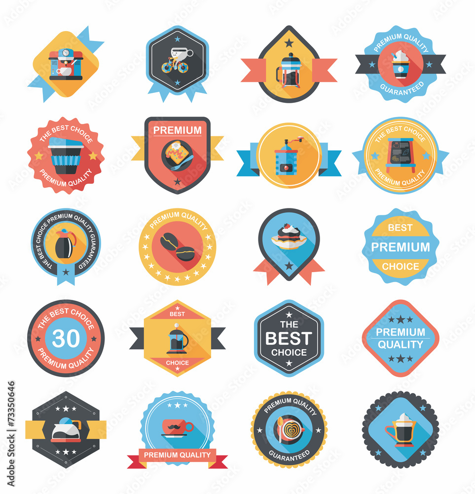 coffee badge design flat background set, eps10